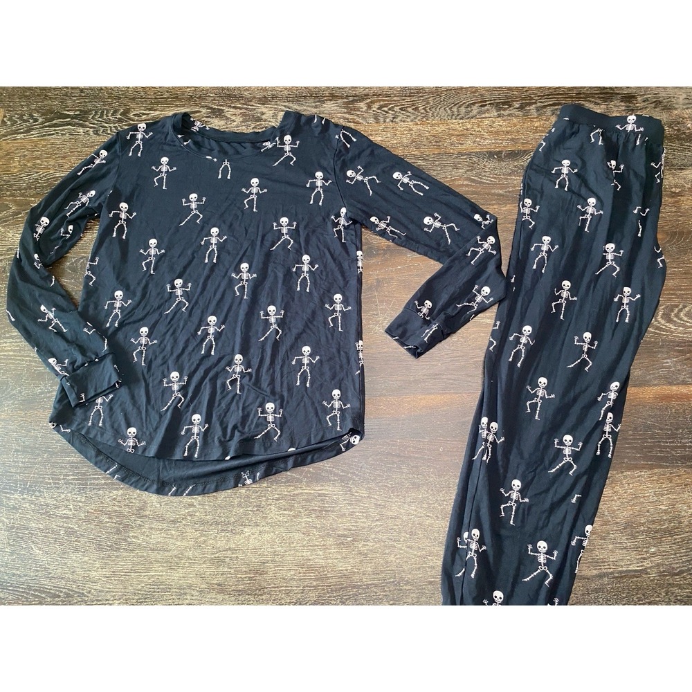 Kyte Baby Women's Small Adult Halloween Skeleton Jogger Pajama Black Bamboo
